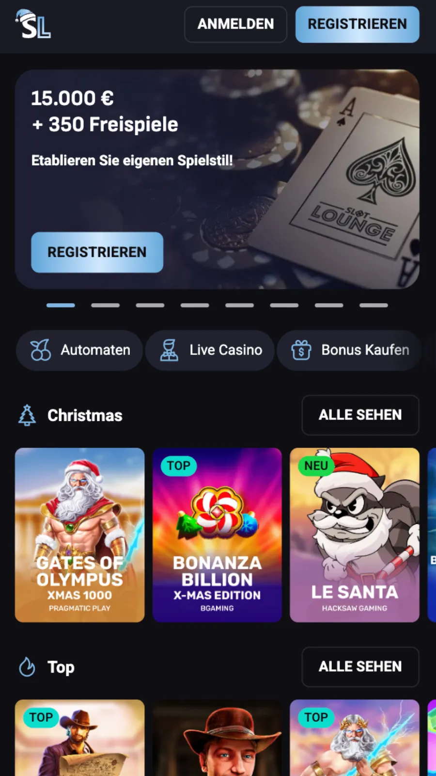 Slot Lounge Mobile Ansicht