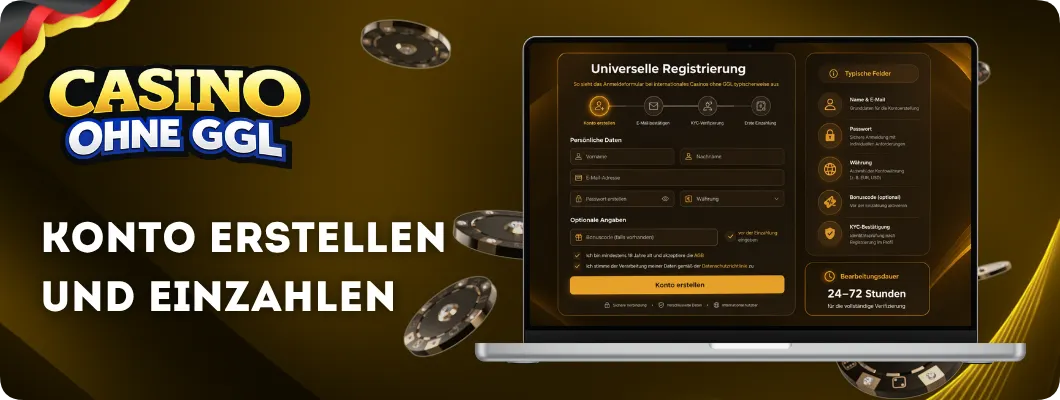 Casino Ohne GGL Anmeldung und erste Einzahlung Schritt für Schritt